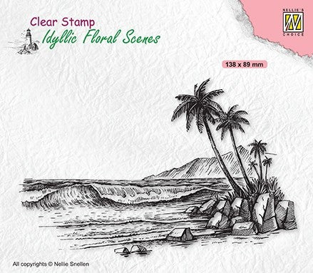 Tropical Coast Clear Stamp Idyllic Floral Scenes Nellie Choice IFS039
