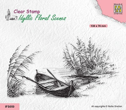 Lake With Rowing Boat Clear Stamp Idyllic Floral Scenes Nellie Snellen IFS050
