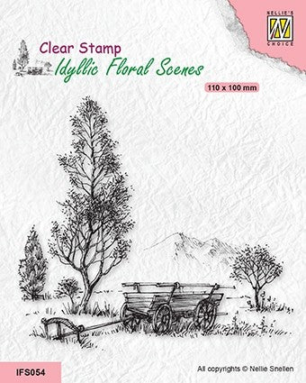 Meadow With Cart Clear Stamp Idyllic Floral Scenes Nellie Snellen IFS054