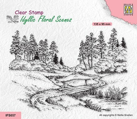 Stream With Bridge Clear Stamp Idyllic Floral Scenes By Nellie Snellen Nellies Choice IFS057