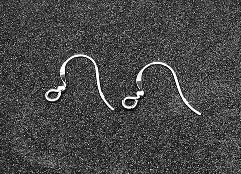 Sterling Silver Earring Hooks 15mm 2mm Hole 1 Pair TRC394