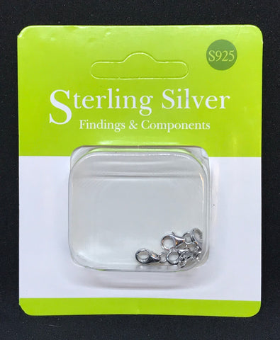925 Sterling Silver Lobster Claw Clasps, Platinum, 8x6x2.5mm, Hole: 2mm TRC395