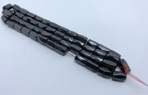 Magnetic Synthetic Hematite Tube Beads 5mm x 8mm Approx 50pcs per strand TRC389.