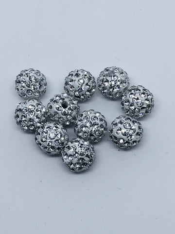Disco Ball Beads A Graded Polymer Clay Rhinestone Beads Crystal 10mm TRC324