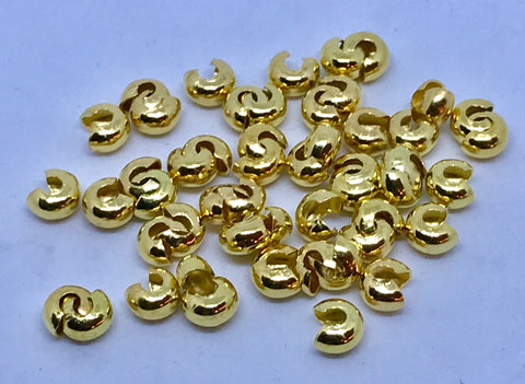 Gold Crimp Beads Covers Cadmium Free & Nickel Free & Lead Free 4mm TRC326
