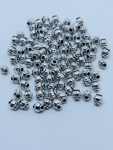 Antique Silver Barrel Tibetan Silver Spacer Beads, Lead Free & Cadmium Free 4mm TRC314.