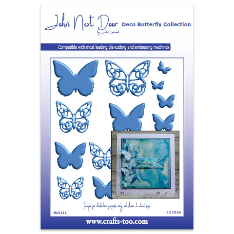 Deco Butterfly Deco Butterfly Collection Dies (12pcs) John Next Door By John Lockwood JND211