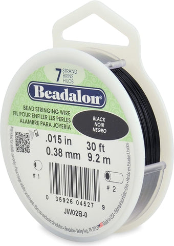 Beadalon Bead Stringing Wire BLACK .015" 0.38mm 30ft TRC502