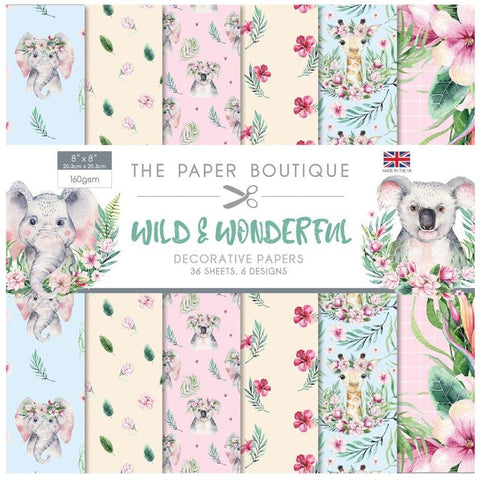 Wild & Wonderful Decorative Papers 8x8 36 Sheets 160gsm By The Paper Boutique PB1283