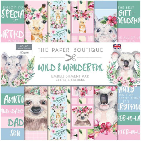 Wild Wonderful Embellishment 8x8 Pad 160gsm By The Paper Boutique PB1284