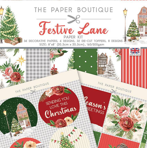 Festive Lane Paper Kit 8x8 36 Sheets Die-Cut 160/300gsm By The Paper Boutique PB1685