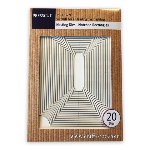 Notched Rectangles Nesting Dies 20pcs. Large By Presscut from Crafts Too PCD137N