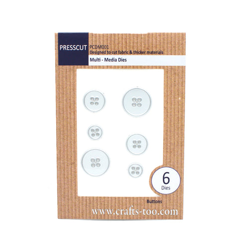 Buttons Media Dies 6pcs. By Presscut from Crafts Too PCDM001