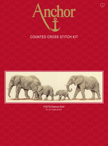 Elephant Stroll Counted Cross Stitch Kit By Anchor PCE0732