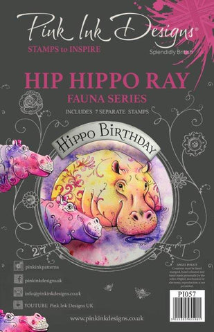 Hip Hippo Ray Fauna Series 7 Stamps Set By Pink Ink Designs PI057