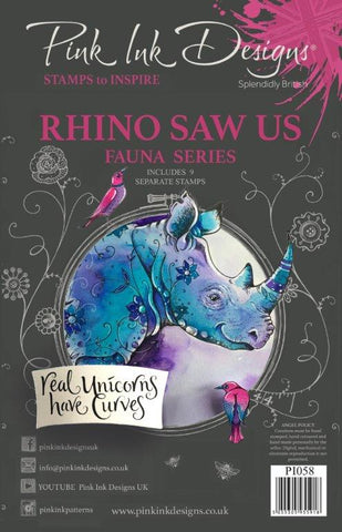 Rhino Saw Us Fauna Series 9 Stamps Set By Pink Ink Designs PI058