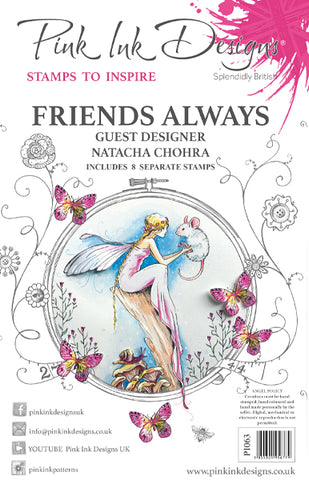 Friends Always Guest Designer Natacha Chohra 8 Stamps Set By Pink Ink Designs PI063
