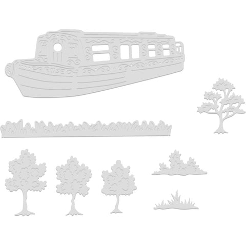 Narrow Boat & Trees Die By Sue Dix Sweet Dixie SDD551