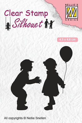 Nellie Snellen Clear Stamps Silhouette Child's Play - Children with Balloon SIL046