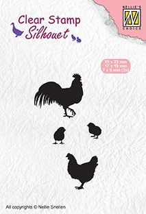Rooster, Hen & Chicks Silhouet by Nellie Snellen Nellies Choice SIL060