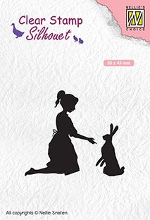 Girl with Hare Nellie Snellen Clear Stamps Silhouette SIL061