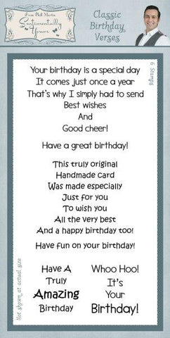 Classic Birthday Verses Clear Stamp Set By Phill Martin SYC008