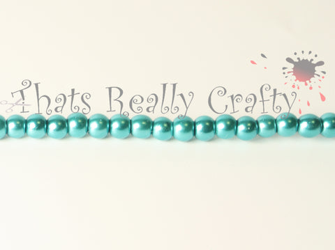 Teal Pearlised Glass Pearl Beads 105pcs 4mm TRC007