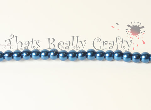 Steel Blue Pearlised Glass Pearl Beads 105pcs 4mm TRC009