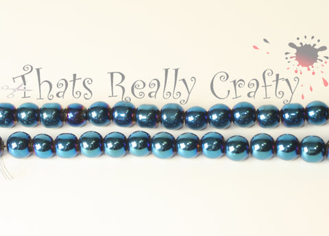 Mardi Gras Glass Beads Blue 6mm TRC031