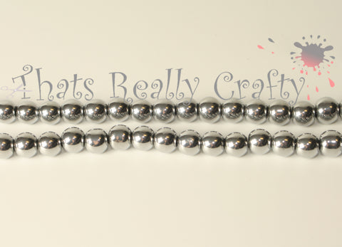 Mardi Gras Glass Beads Silver 6mm TRC032
