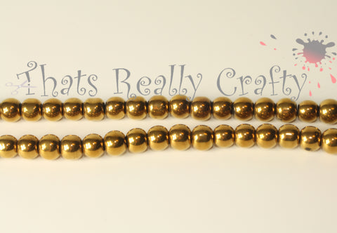 Mardi Gras Glass Beads Gold 6mm TRC034