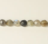 Grey Natural Labradorite Faceted Round Beads 4mm TRC040