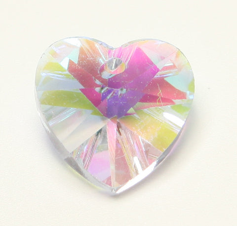 Glass Heart Pendants Violet Faceted AB Colour 14x7mm TRC053