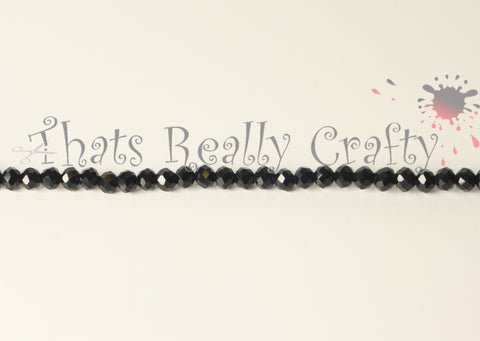 Black Glass Faceted Abacus Beads 4x3mm TRC057