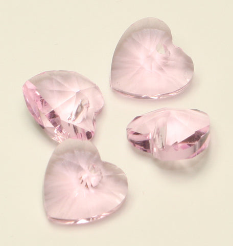 Pink Faceted Heart Transparent Glass 10x10x5mm TRC062