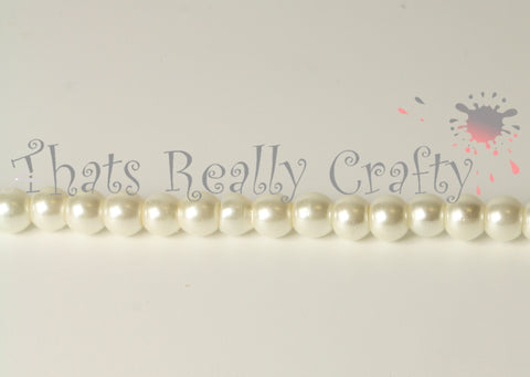 Ivory Pearlised Glass Pearl Beads 6mm TRC071