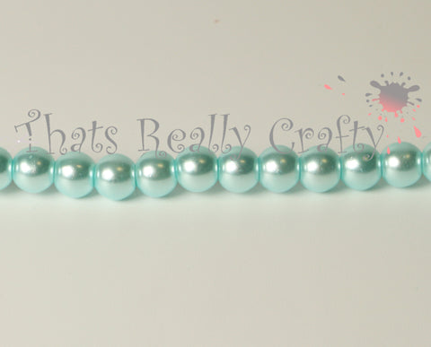 Light Cyan Pearlised Glass Pearl Beads 6mm TRC073