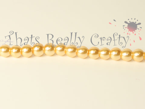 Lemon Chiffon Pearlised Glass Pearl Beads 6mm TRC078