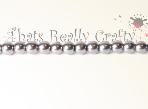 Grey Pearlised Glass Pearl Beads 8mm TRC088