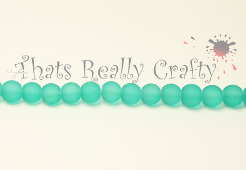 Sky Blue Transparent Frosted Glass Beads 6mm 70pcs. TRC100