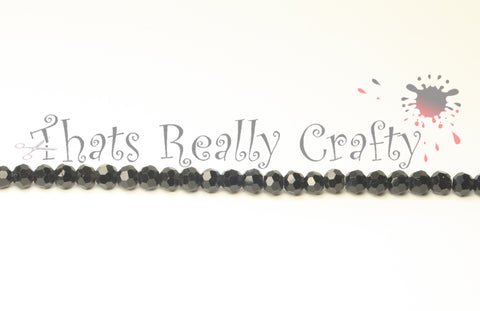 Black Faceted Round 4mm Glass Beads Approx 100pcs. TRC109