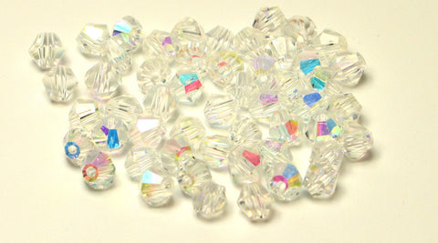 Crystallized Clear AB Colour Faceted Bicone Glass Beads 4mm Approx 100pcs TRC116