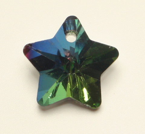 Star Glass Pendant Rainbow Faceted, Silver Sided Colour 13x14x8mm 1pcs. TRC122