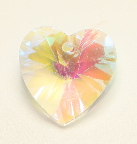 Clear AB Heart Glass Pendant Faceted AB Clear 14x14x8mm 1pcs. TRC137