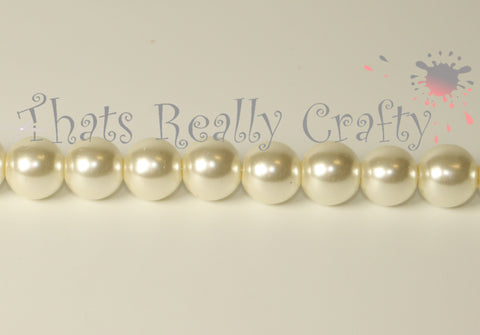 Ivory Pearlised Glass Pearl Beads 10mm TRC155