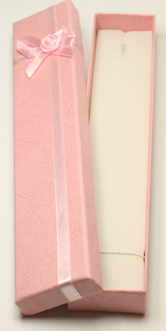 Pink Long Rectangle Bracelet Jewellery Gift Box with Pink Bow & Flower 4x21x2cm TRC167
