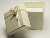 Ivory Square Jewellery Gift, Ring, Earing Box with Ivory Ribbon & Flower 5x5x5cm TRC174