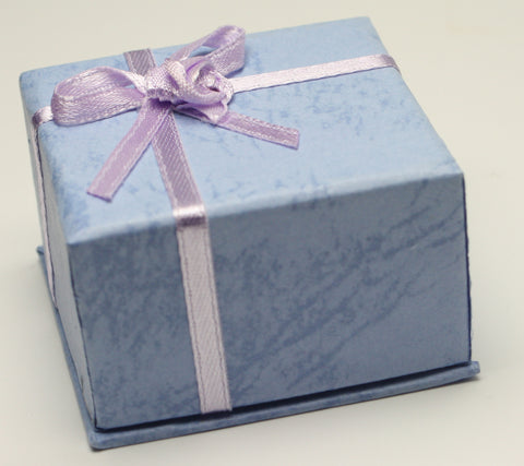 Lilac Square Jewellery Gift, Ring, Earing Box with Lilac Ribbon & Flower 5x5x3.5cm TRC178