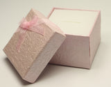 Pink Perlised Square Jewellery Gift, Ring, Earing Box with Pink Bow 5x5x3.5cm TRC179