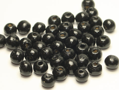 Wooden Round Beads Black 7x6mm 3mm Hole Size Approx 200pcs TRC213